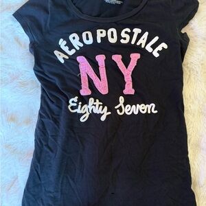 Aeropostale Black Tee with Pink Trim